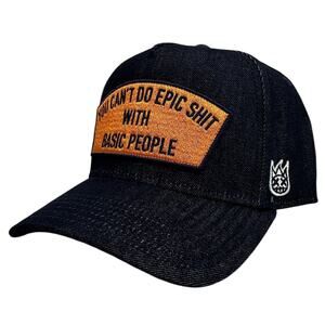 Cult of Individuality Snapback Hat You Can't Do Epic Dark Blue Denim Cap